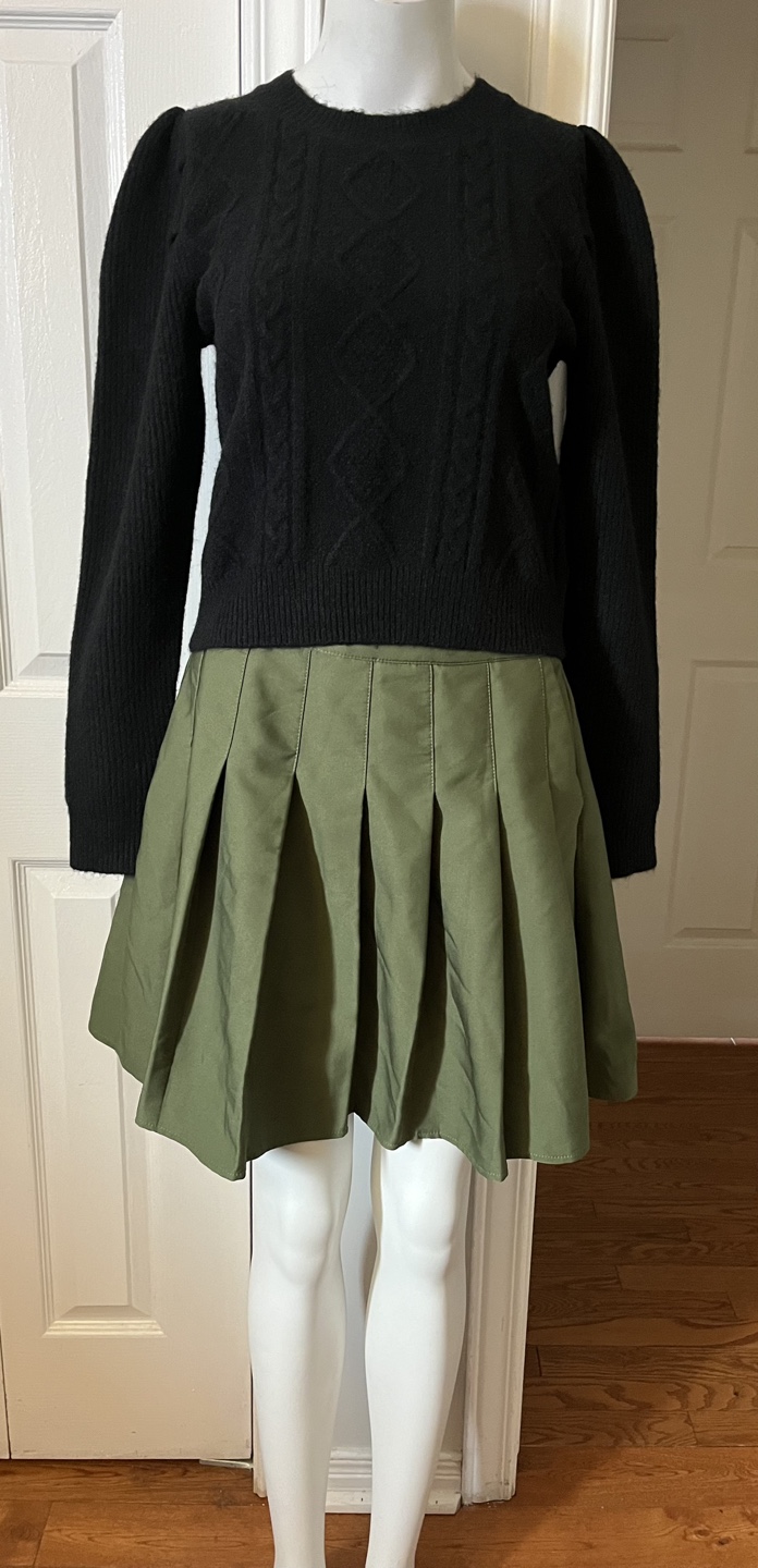 Olive Green Pleated Skirt with Built-in Shorts - photo 4