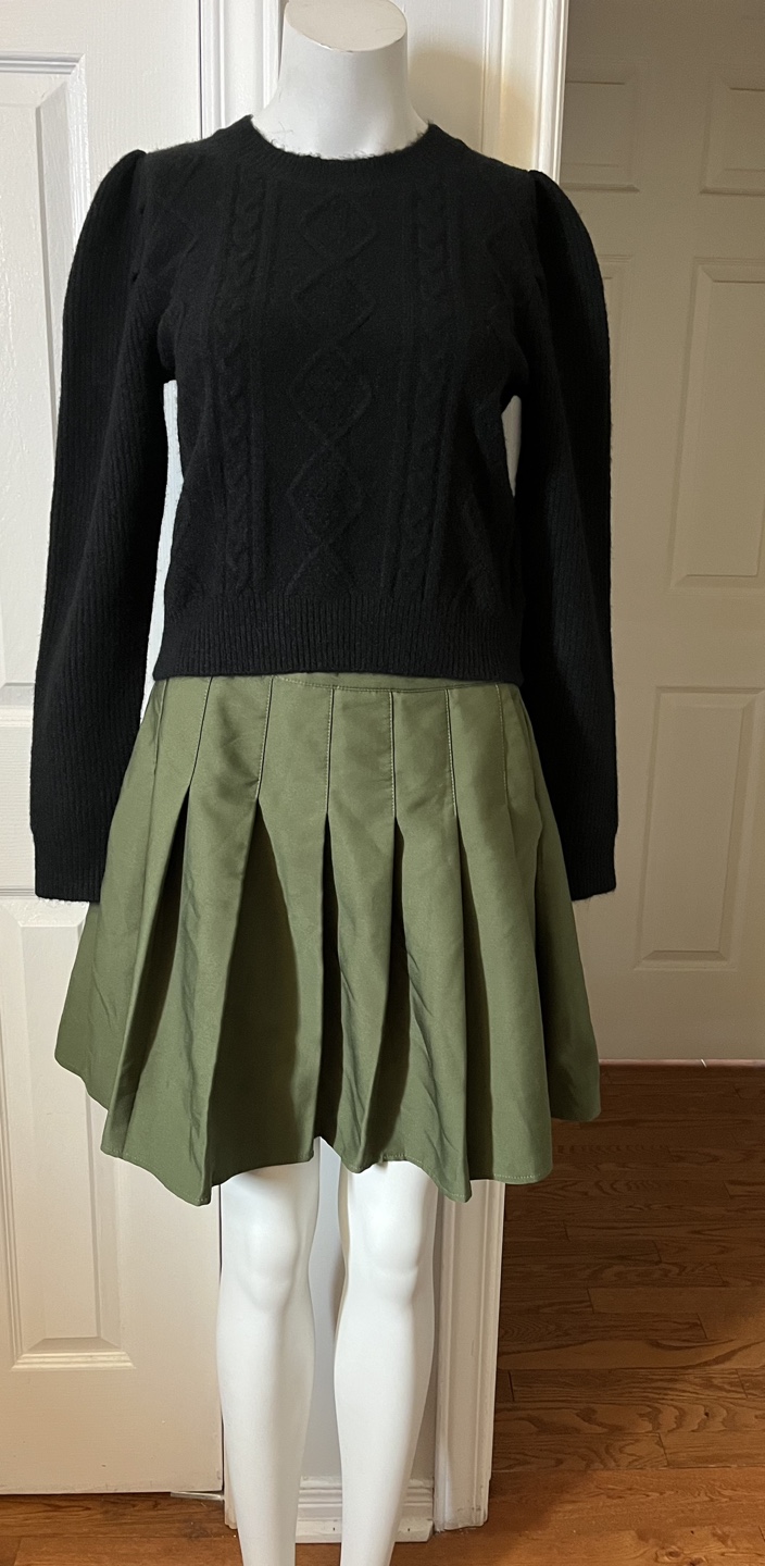 Olive Green Pleated Skirt with Built-in Shorts - photo 5