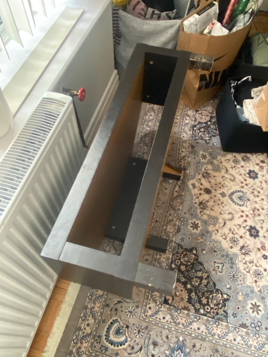 Black TV Table with Shelf - photo 2