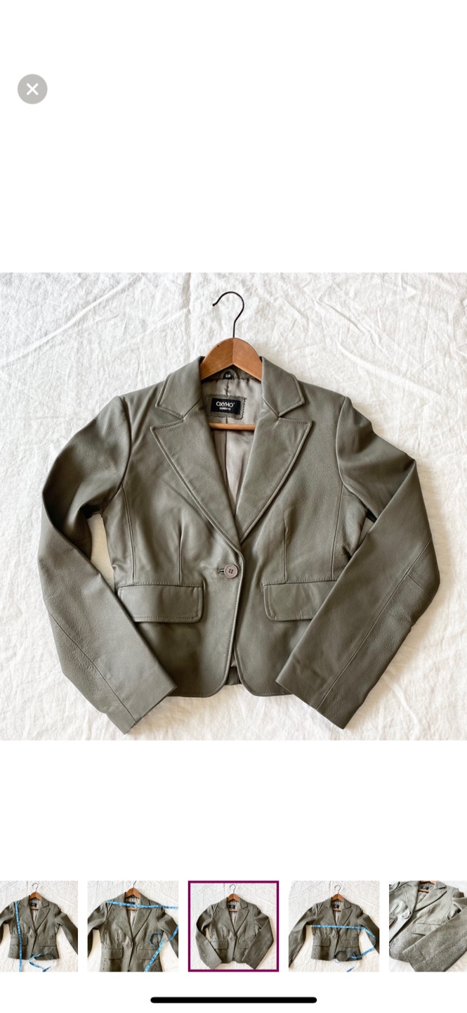 Sorrento Grey Genuine Leather Blazer- small