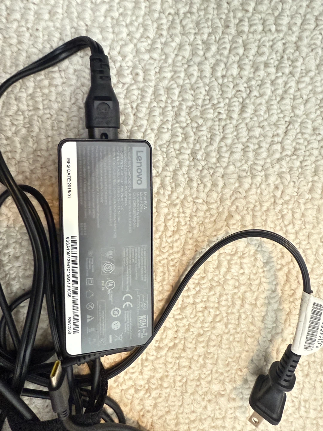 Lenovo 65W AC Power Adapter Laptop Charger -type C - photo 2