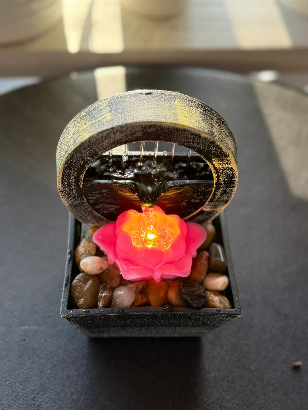 Tabletop Fountain with LED Lotus - photo 3