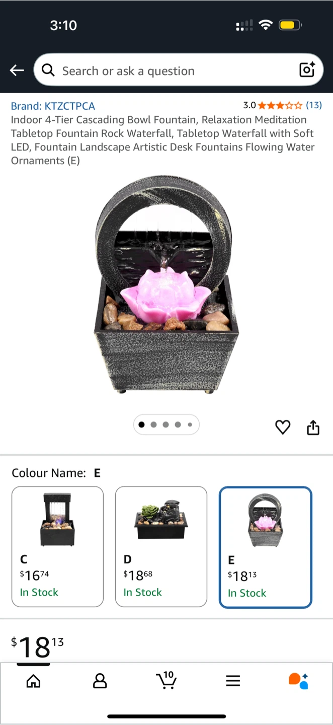 Tabletop Fountain with LED Lotus - photo 4