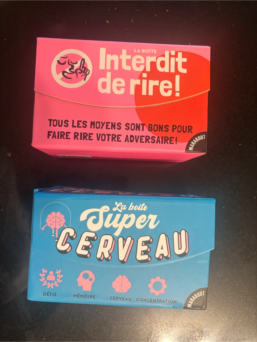 La Boîte "Interdit de rire!" and "Super Cerveau" Party Games