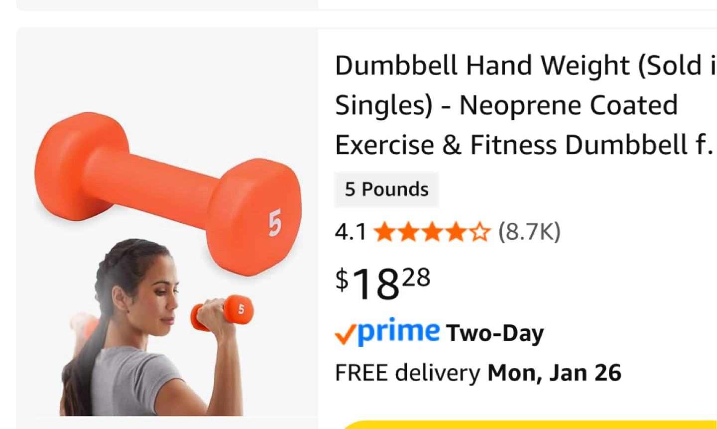 Gaiam 5 Pound Dumbbells (Pair) - Orange Neoprene - photo 3