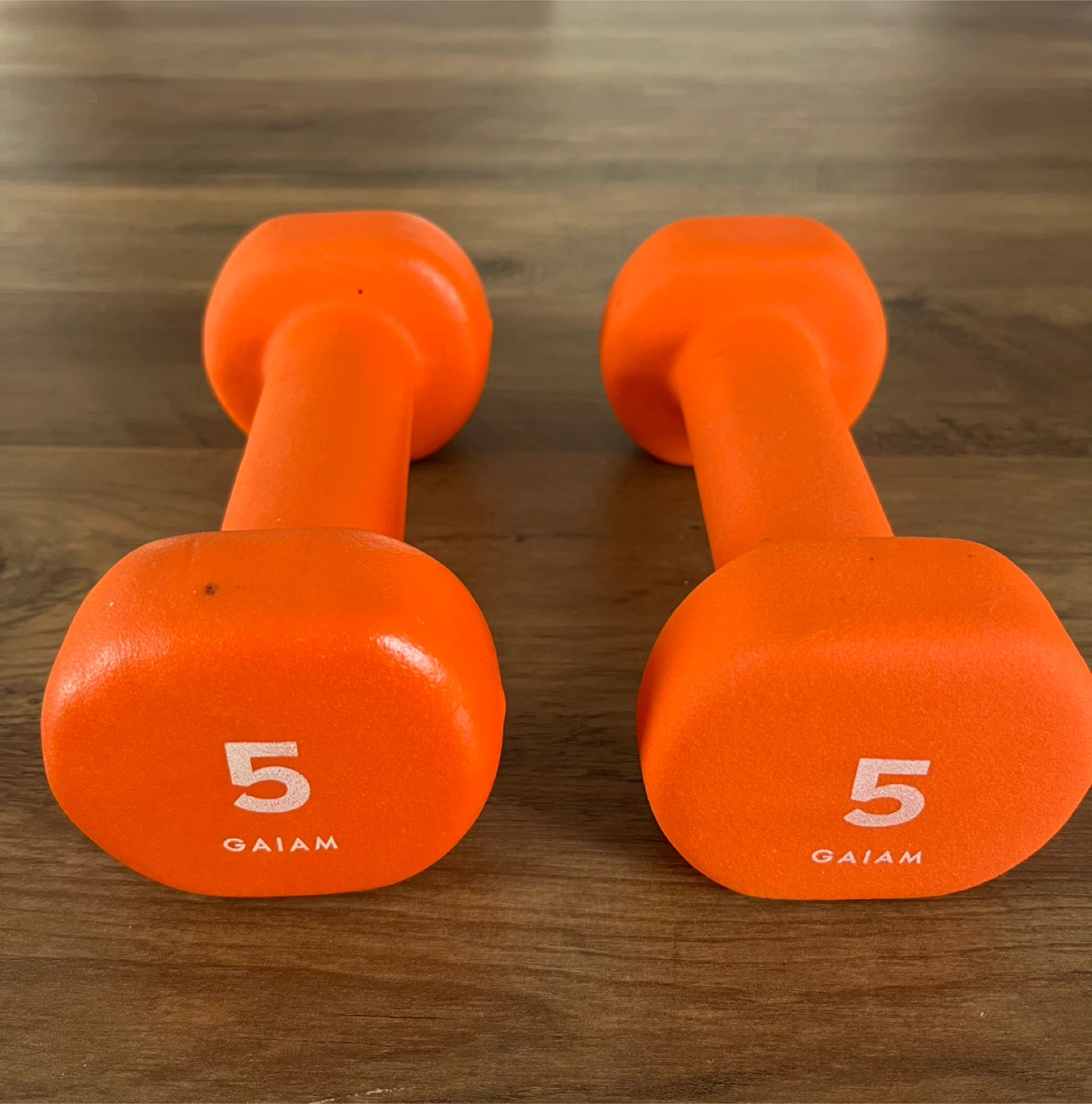 Gaiam 5 Pound Dumbbells (Pair) - Orange Neoprene