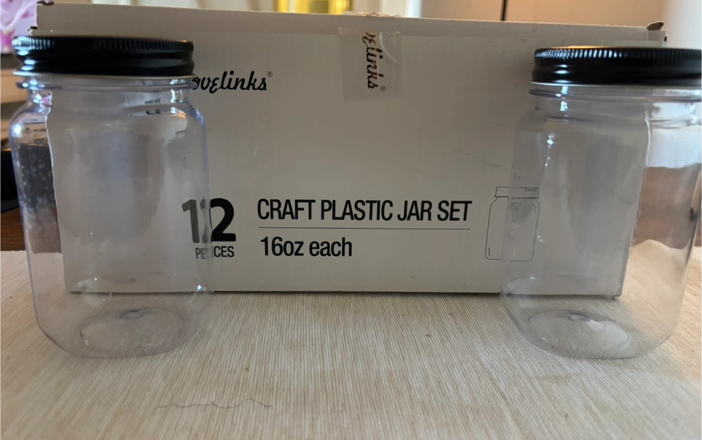 Craft Plastic Jar Set - 12 count, 16oz each