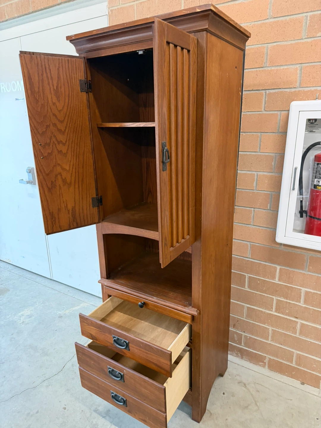 Tall Wood Cabinet with Doors and Drawers - photo 5