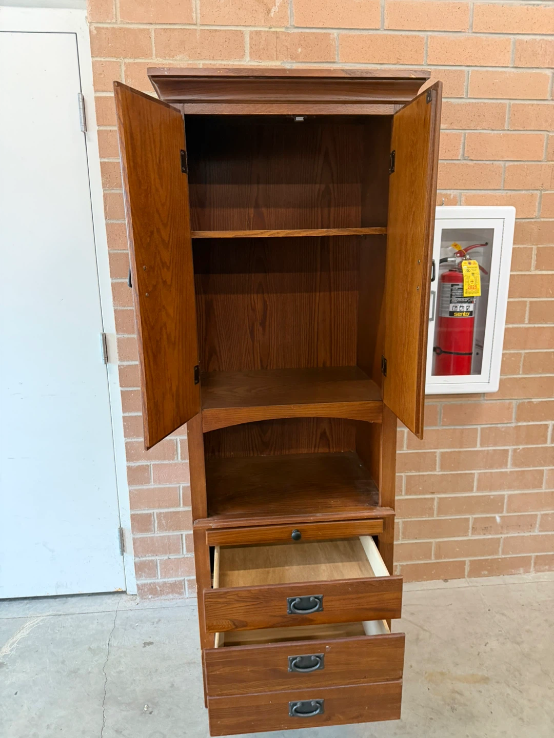Tall Wood Cabinet with Doors and Drawers - photo 3