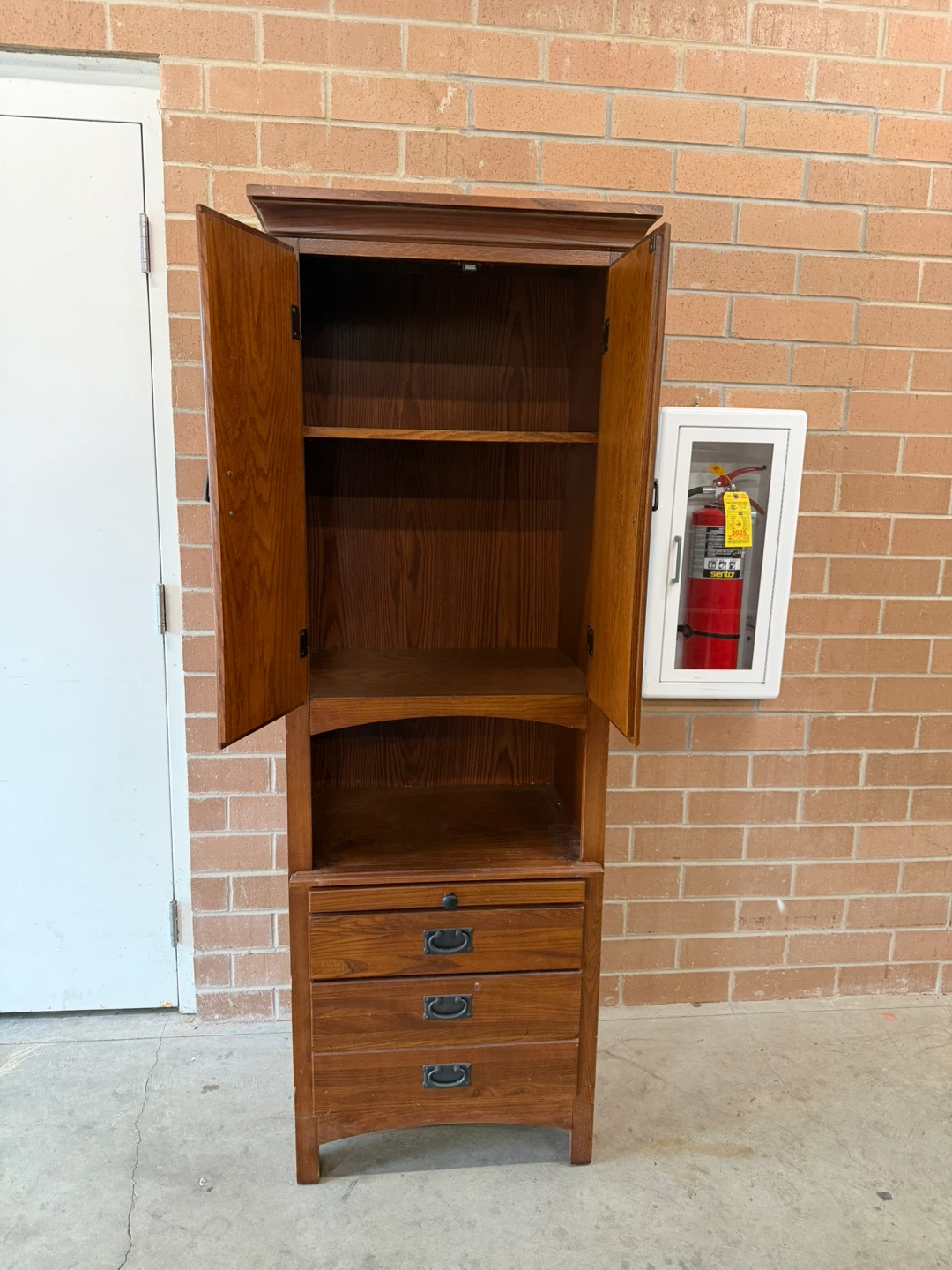 Tall Wood Cabinet with Doors and Drawers - photo 2