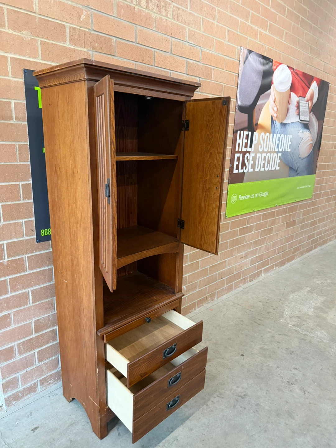 Tall Wood Cabinet with Doors and Drawers - photo 4