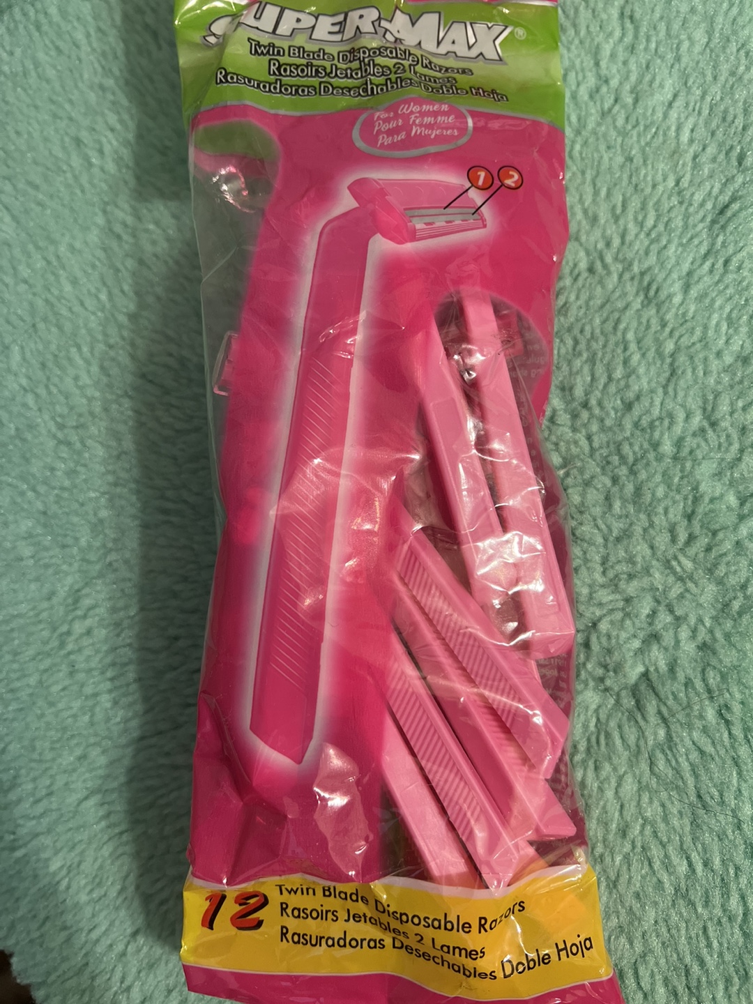 Sealed-Super-Max Twin Blade Disposable Razors - 12 Pack