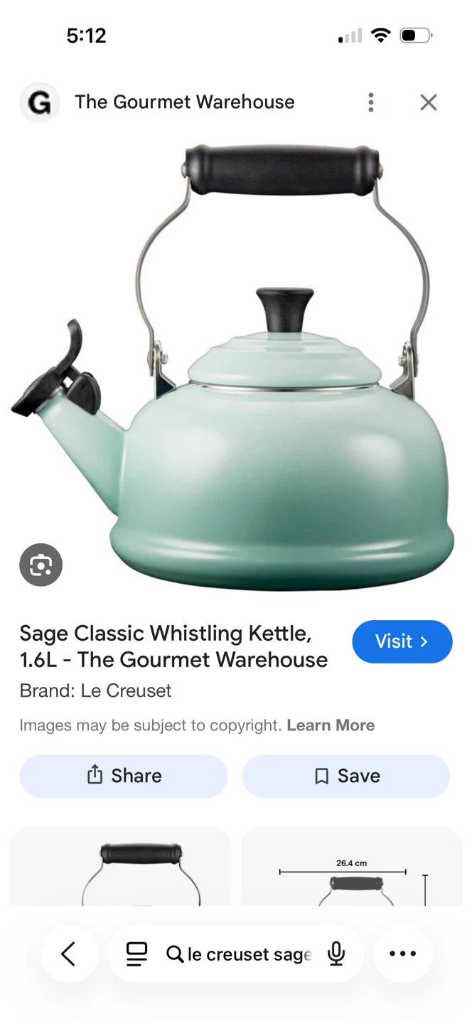 Le Creuset Sage Whistling Kettle 1.6L - photo 2
