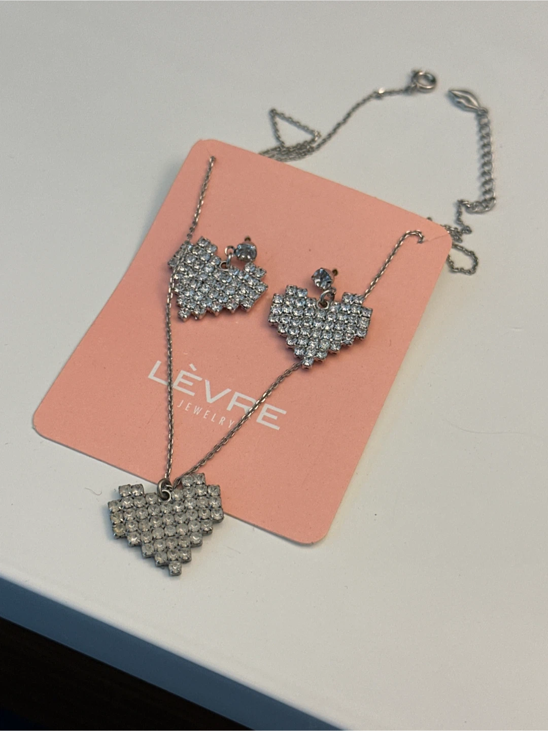 🇰🇷💍(Silver925) Lèvre Jewelry Heart Necklace and Earrings Set