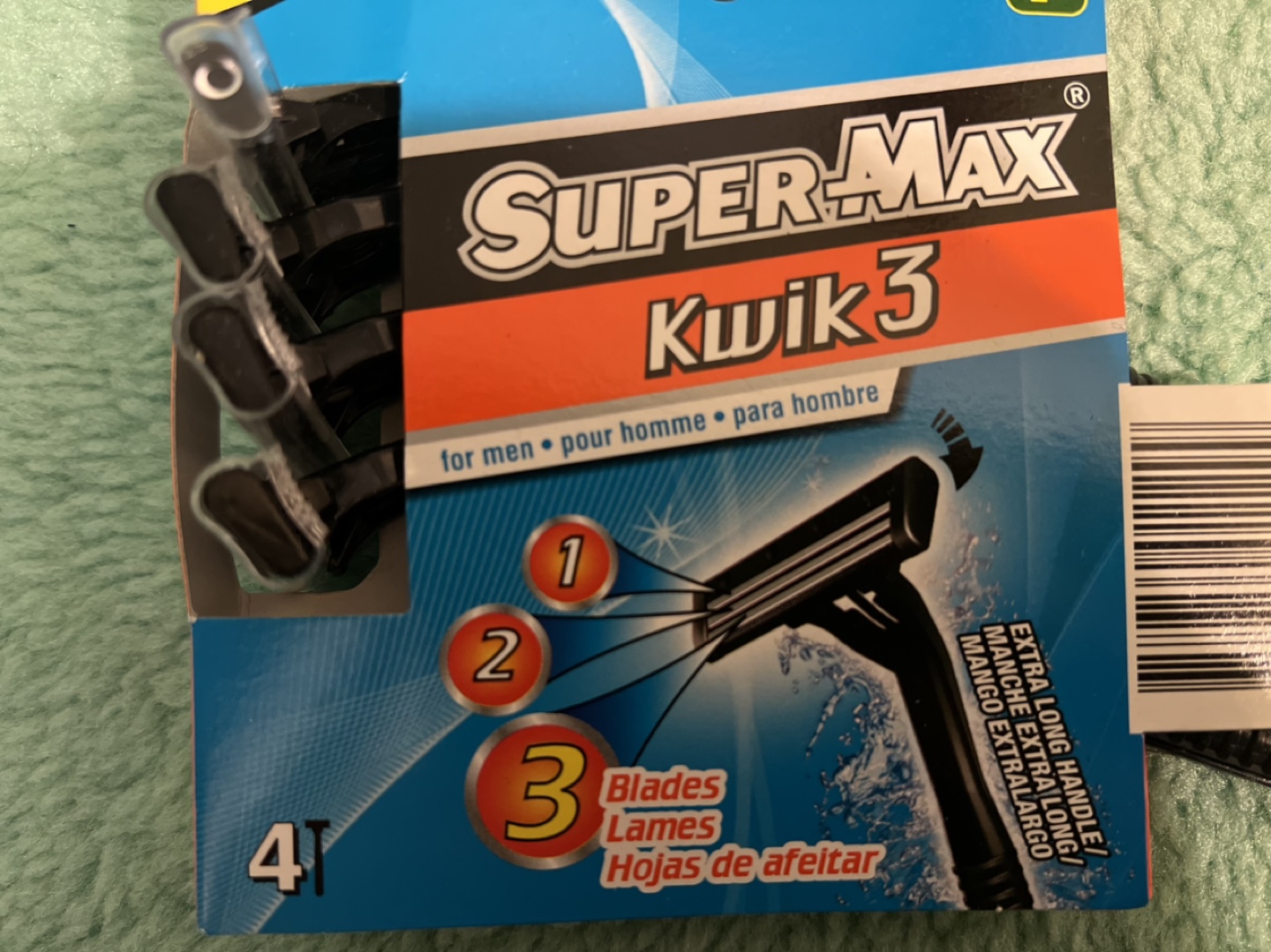 Brand New-Super-Max Kwik 3 Razors - 4 Count