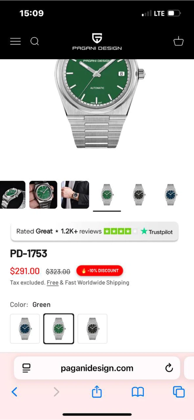 Pagani Design Automatic Watch - Green Dial - photo 3