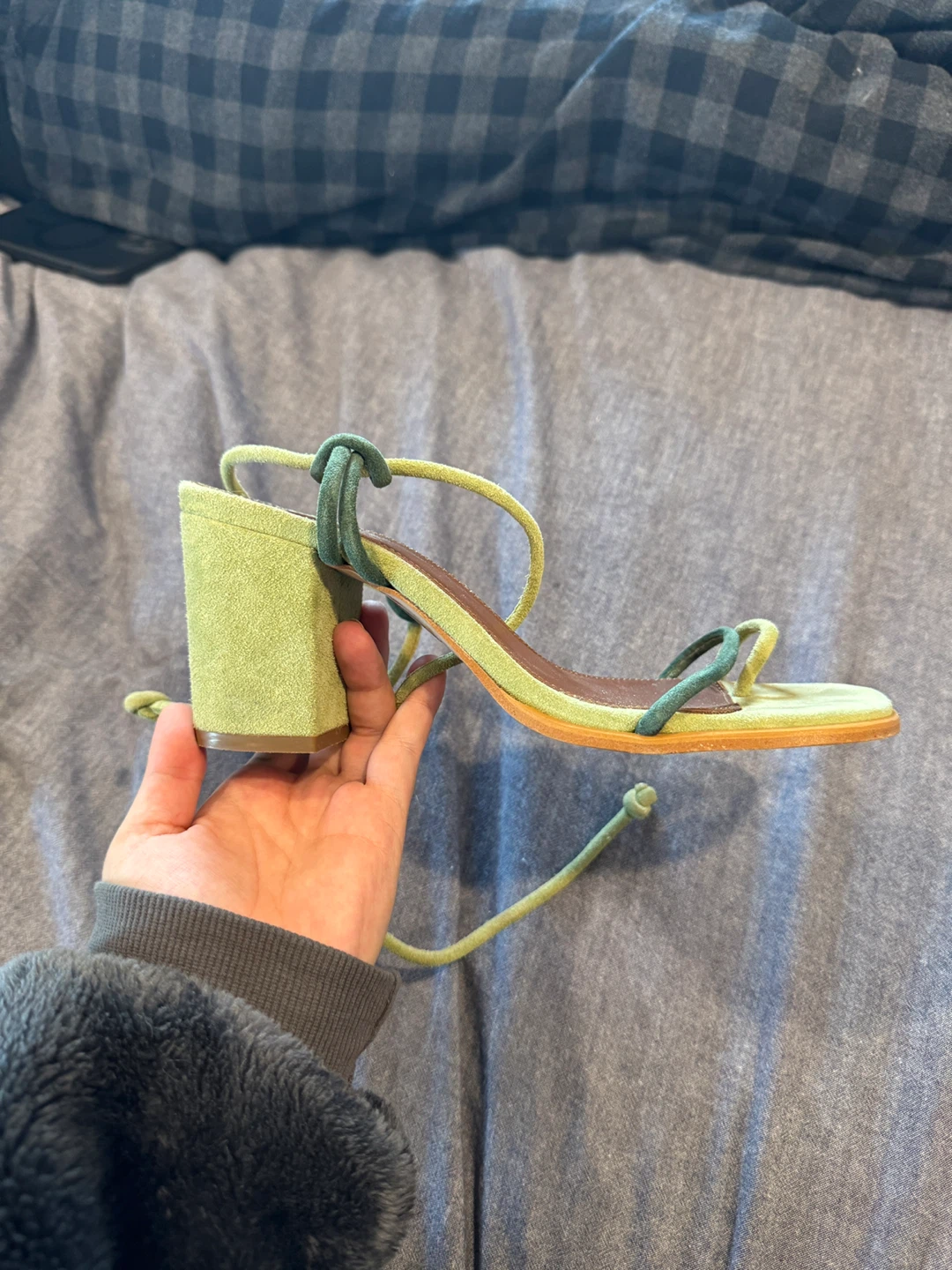 ALOHAS Green Suede Strappy Heeled Sandals Size 38