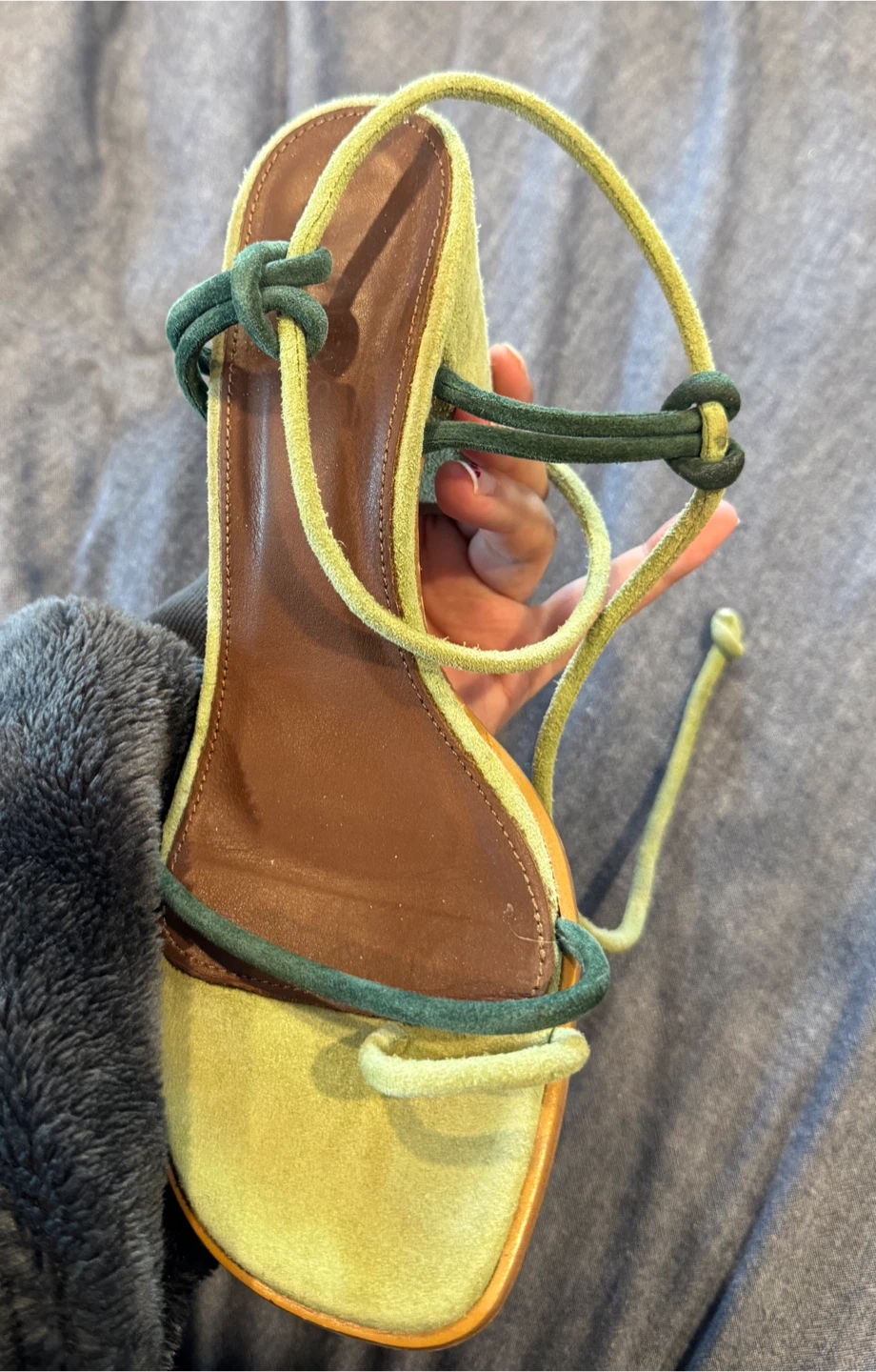 ALOHAS Green Suede Strappy Heeled Sandals Size 38 - photo 3