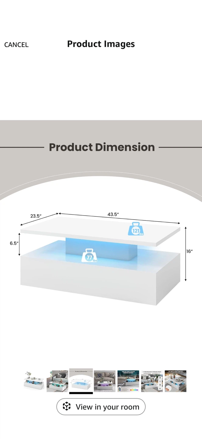 LED “Floating” coffee table - photo 4