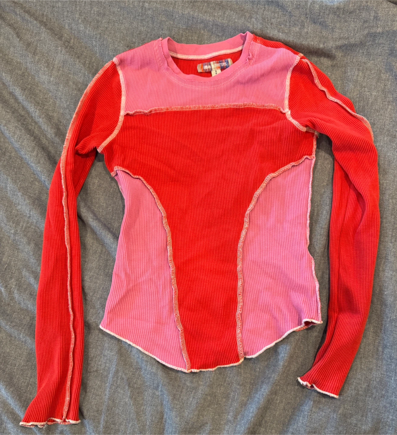 Urban Outfitters Colour Block Thermal Long Sleeve Top