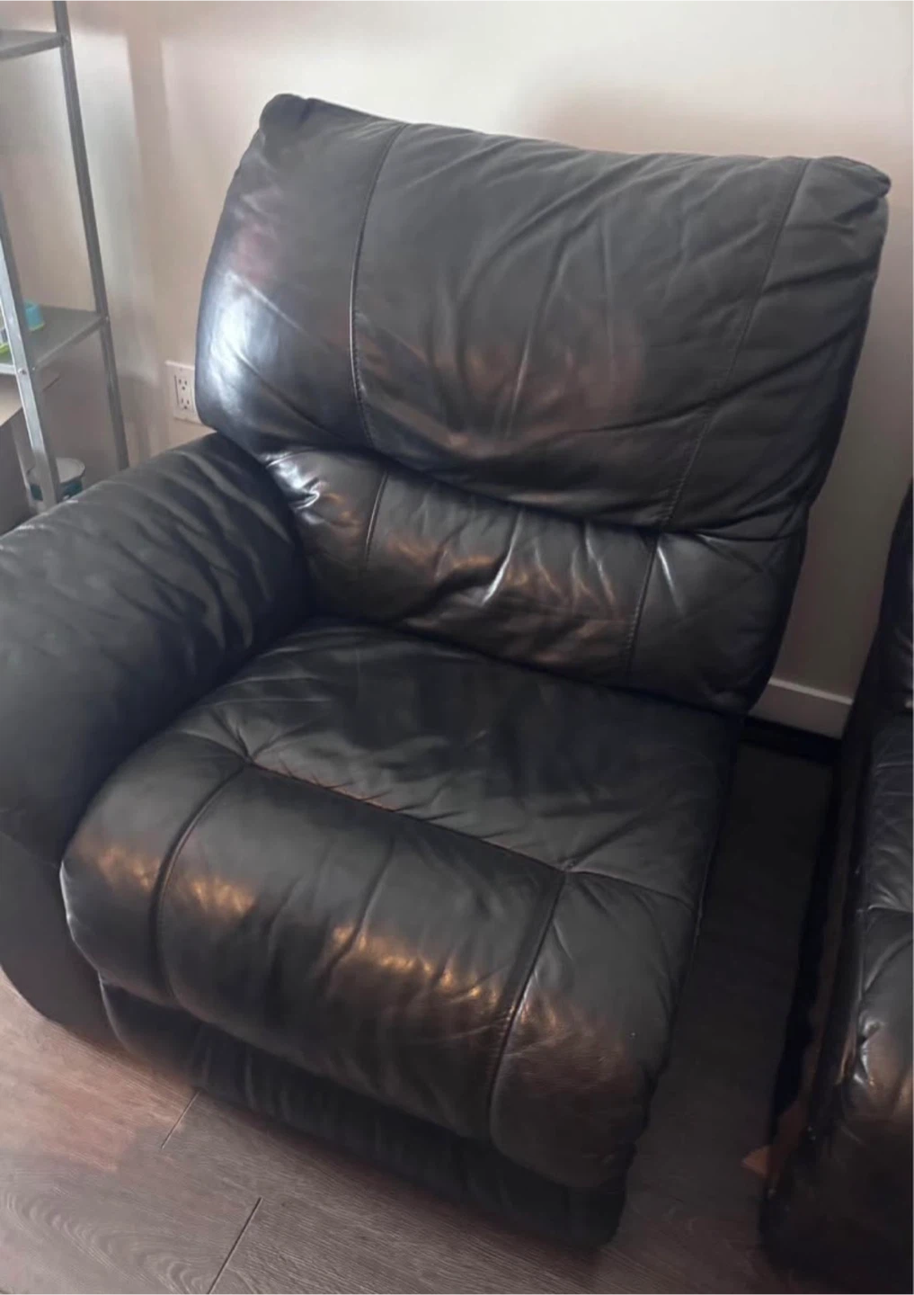 Black Leather Recliner Sofa - photo 3