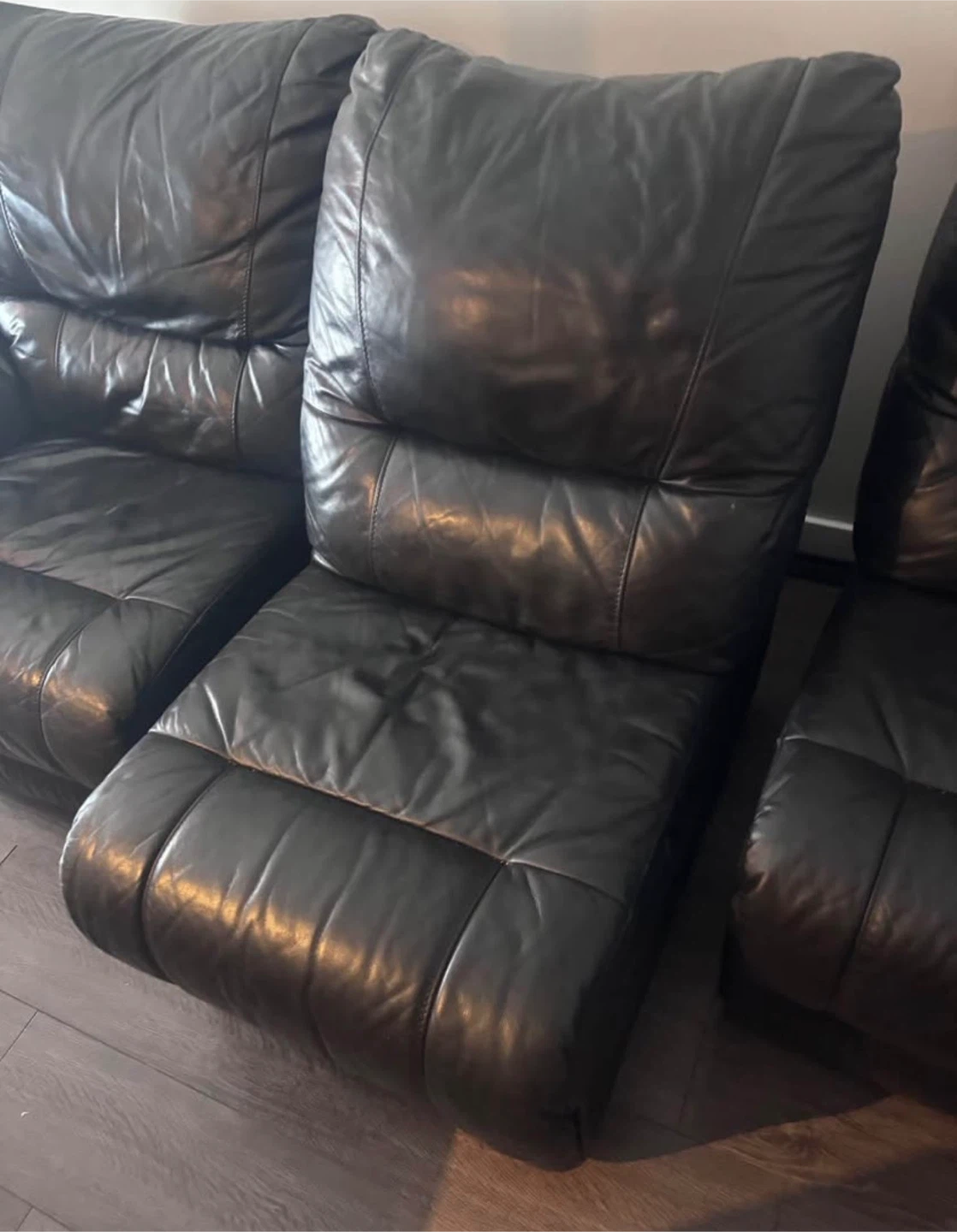 Black Leather Recliner Sofa - photo 5