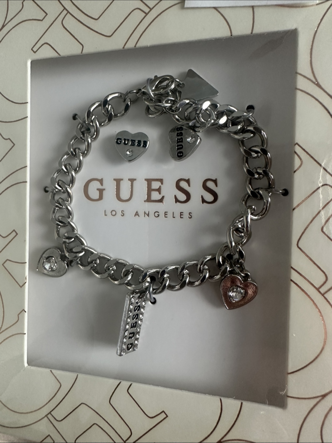 Guess Silver Charm Bracelet Set