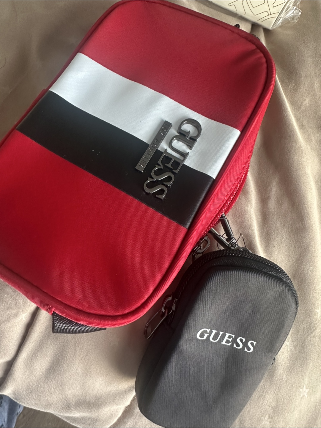 Guess Red & White Striped Crossbody Bag with Small Pouch - photo 2