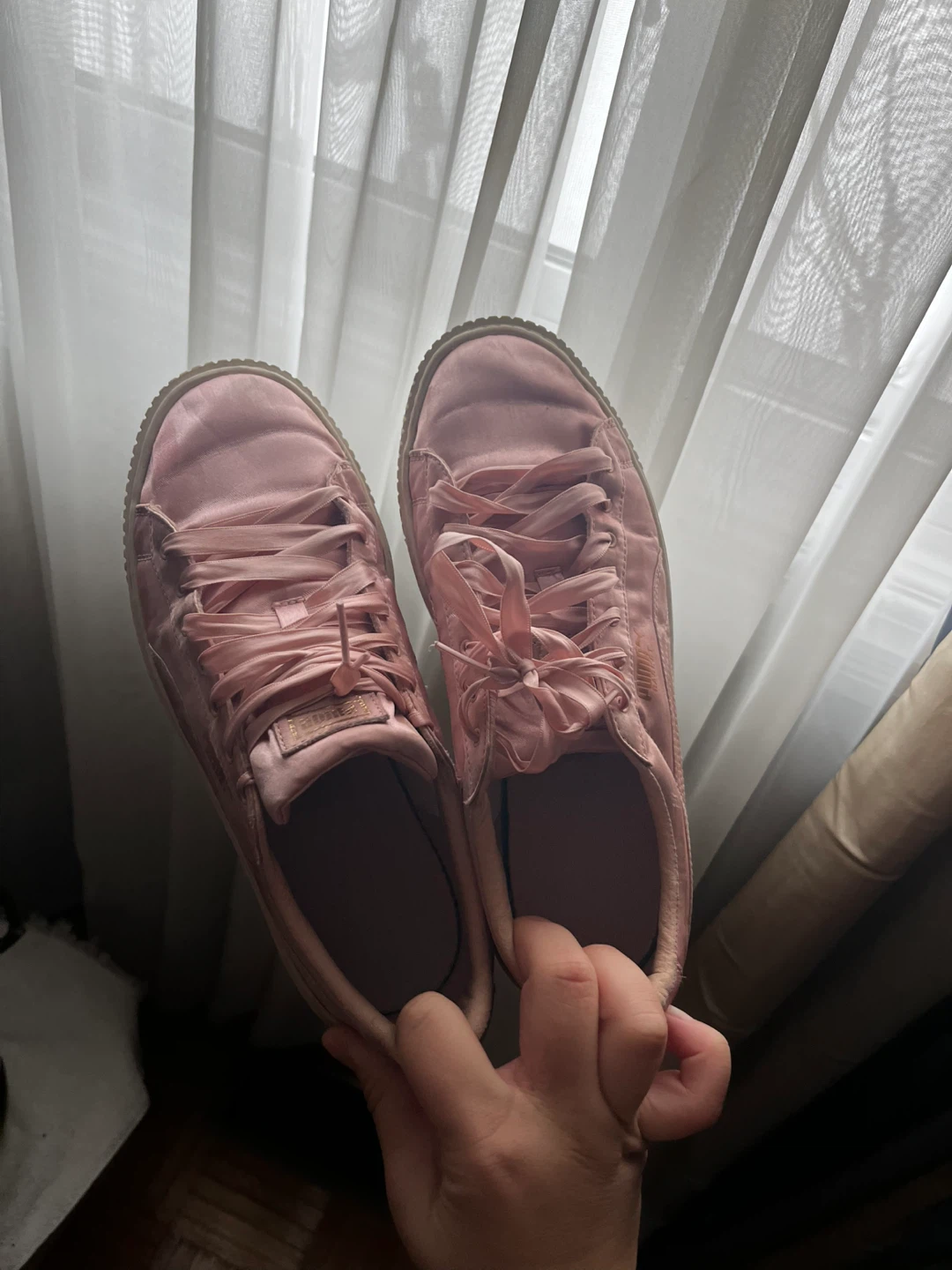 Puma Basket Platform Satin Pink Sneakers