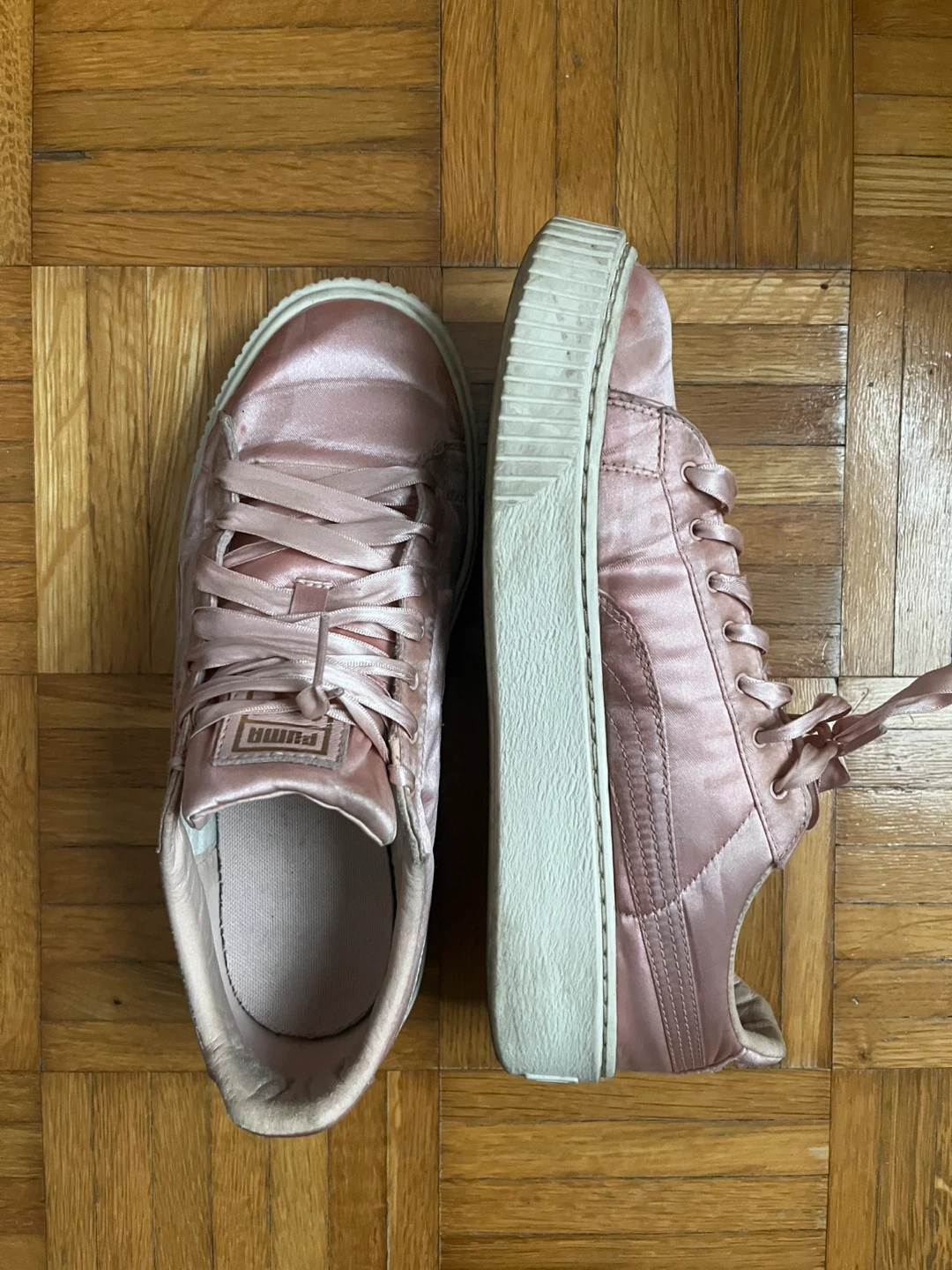 Puma Basket Platform Satin Pink Sneakers - photo 4