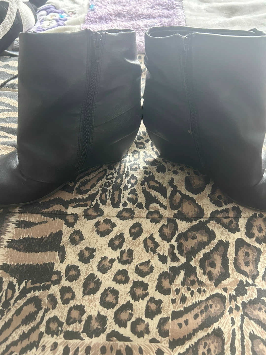 Black Faux Leather Ankle Boots - photo 3
