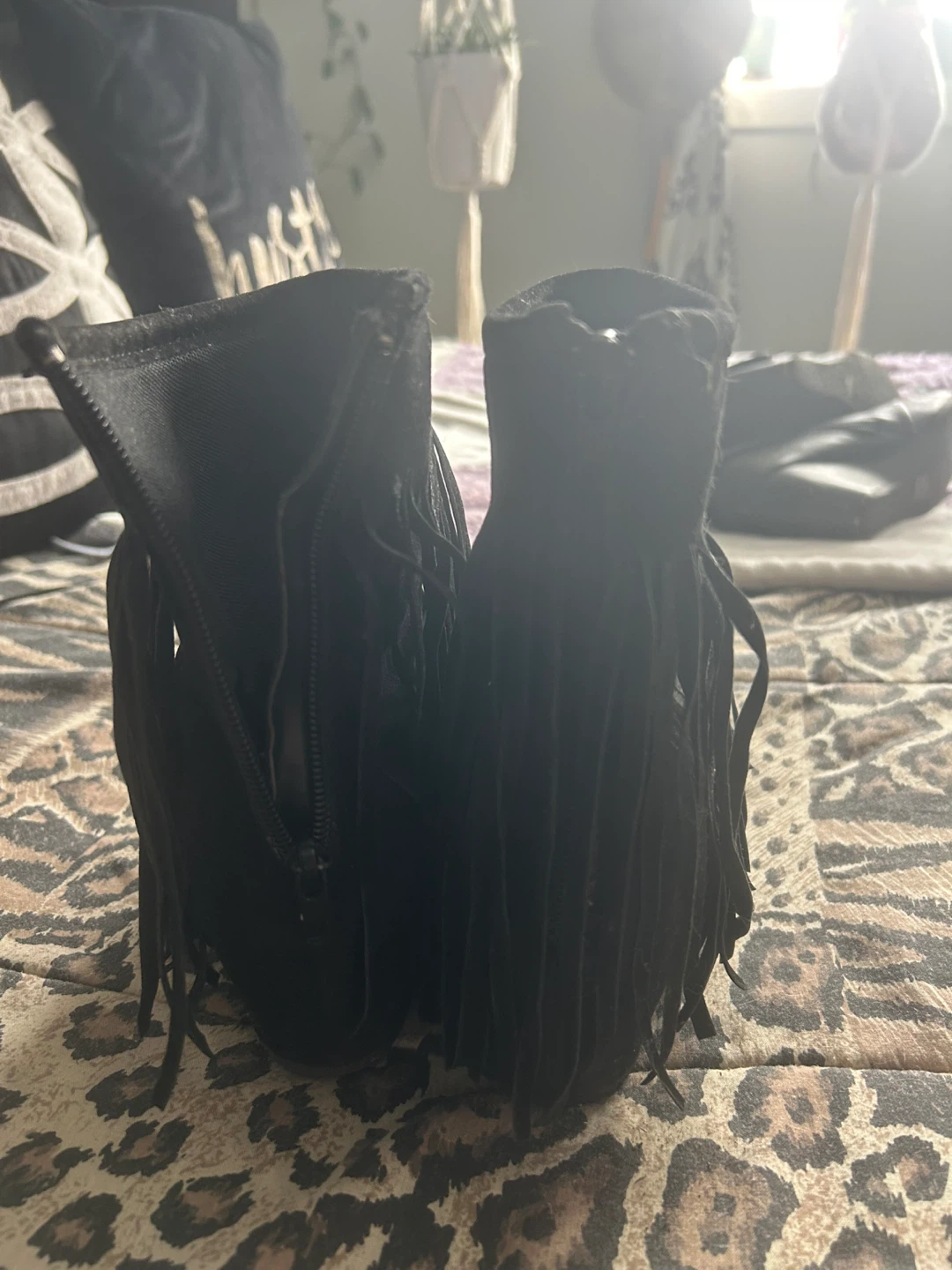 Black Fringed Ankle Boots - photo 3