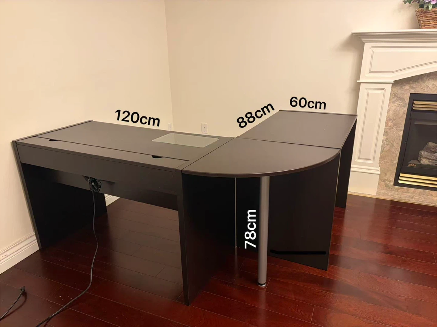 Dark Brown L-Shaped Desk with Drawers - photo 4