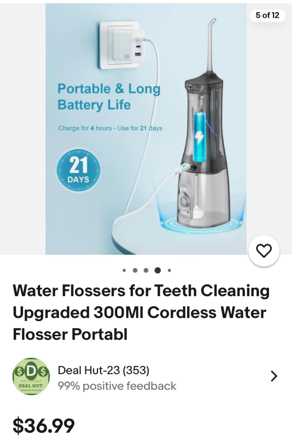 OPERAN Cordless Water Flosser for Teeth Cleaning - 300ml - photo 2