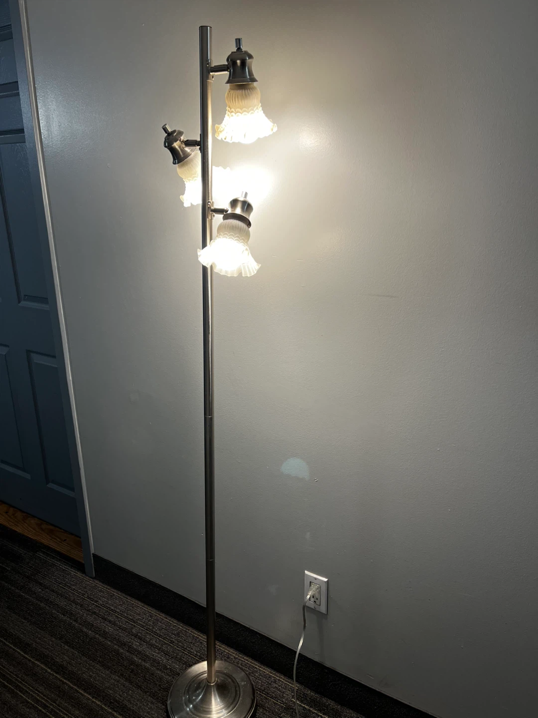 Vintage 3-Light Floor Lamp with Glass Shades