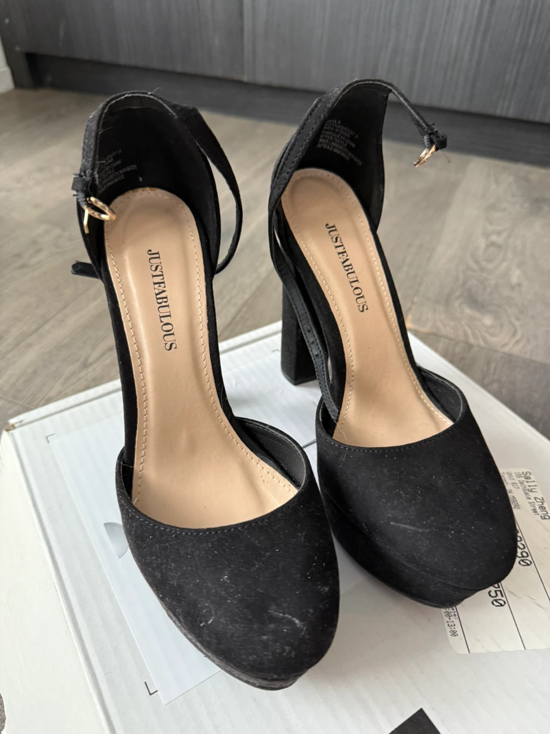 Justfab Black Suede Heels Size 7