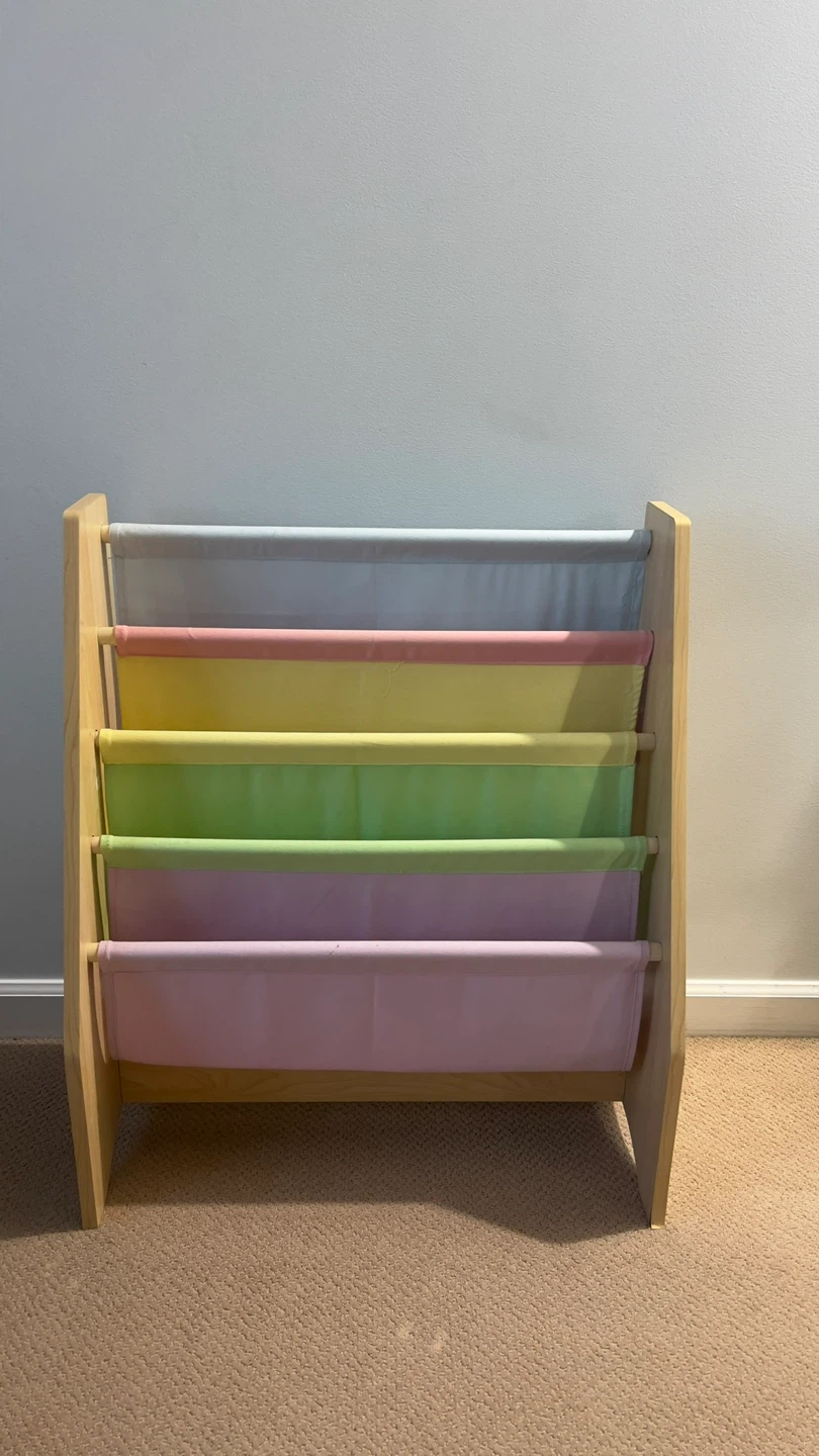 Rainbow Fabric Book Organizer for Kids