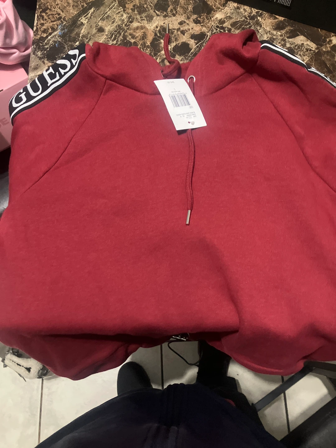 Guess Blanch Logo Fleece Hoodie - Beet Juice Red - L - photo 2