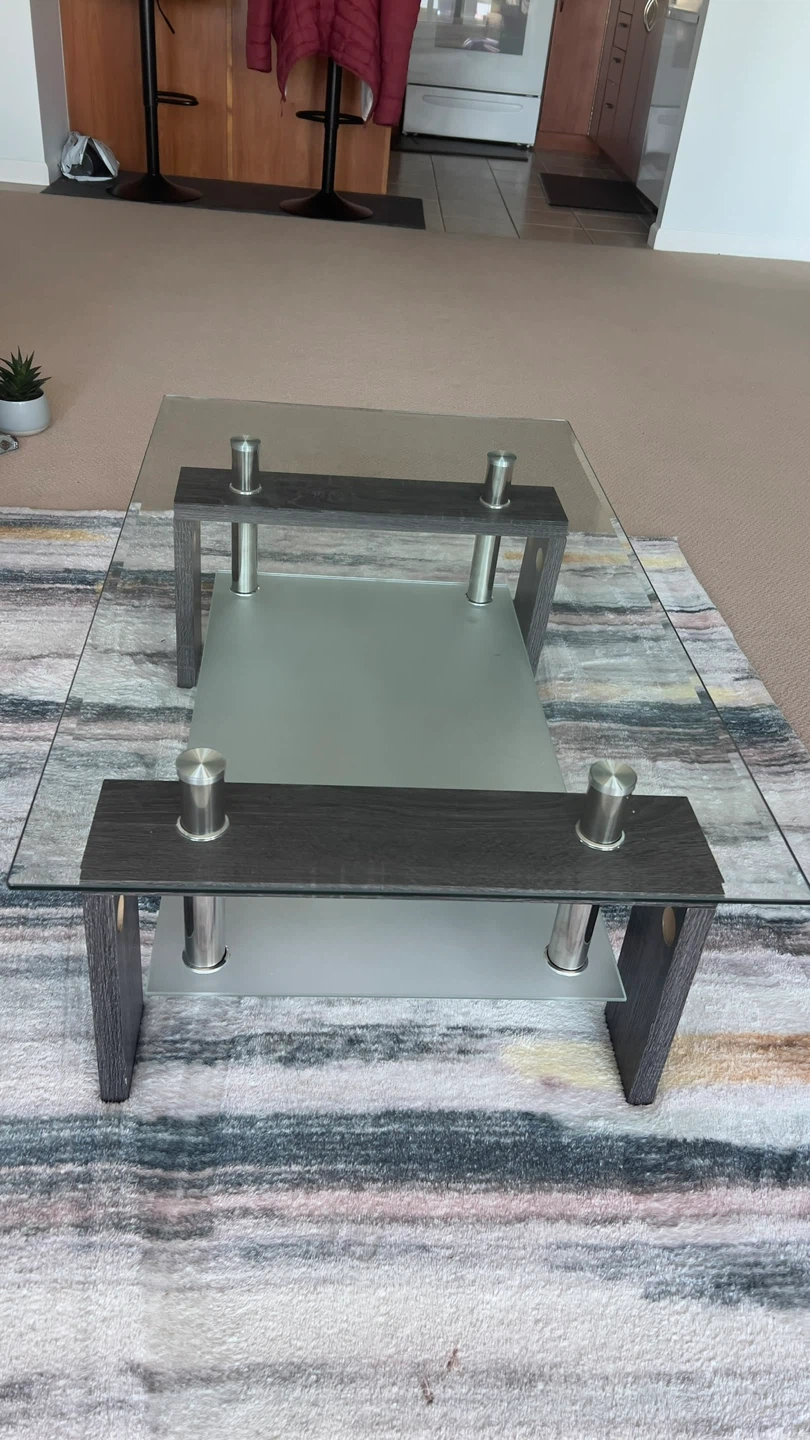 Glass Coffee Table with Southwestern Patterned Runner - photo 4