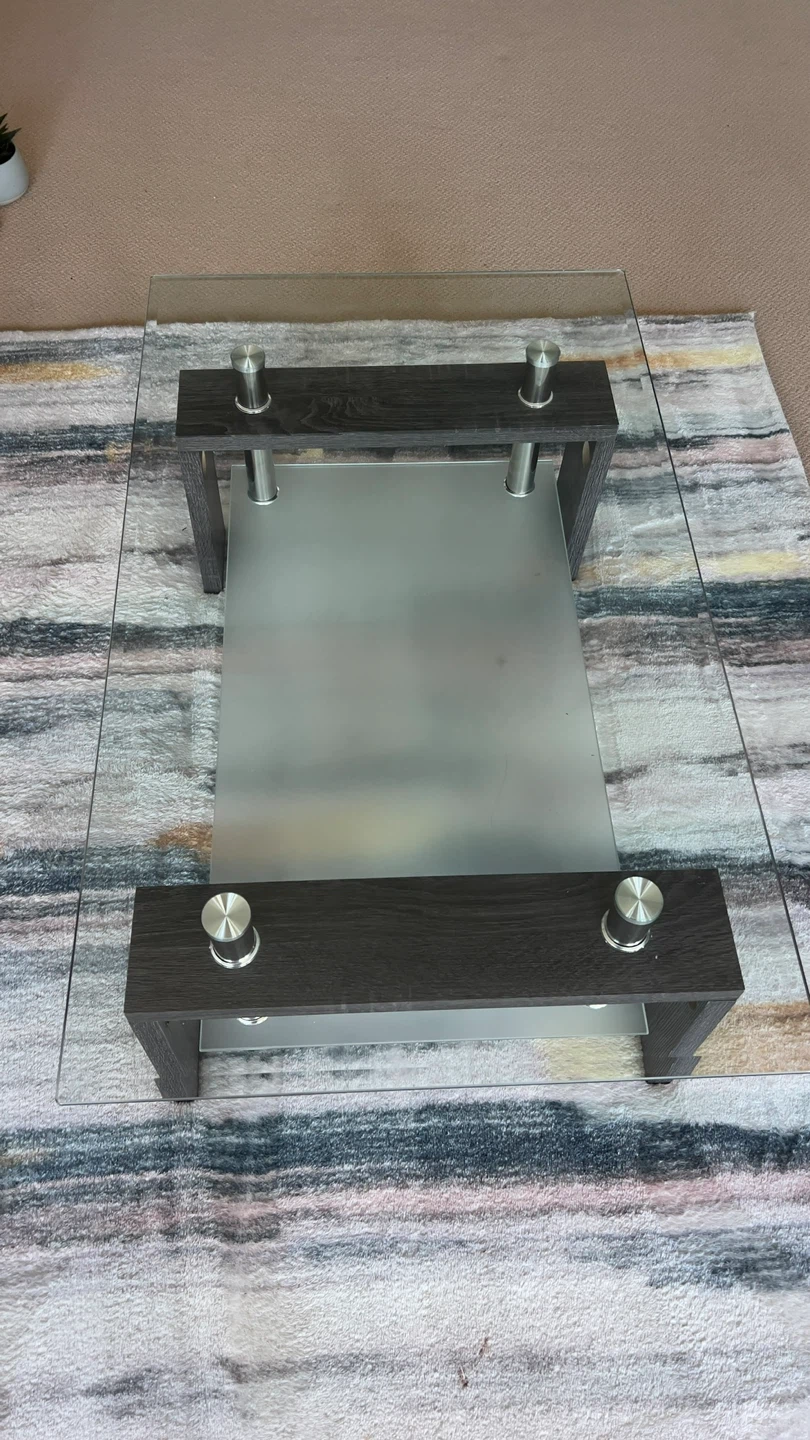 Glass Coffee Table with Southwestern Patterned Runner - photo 3