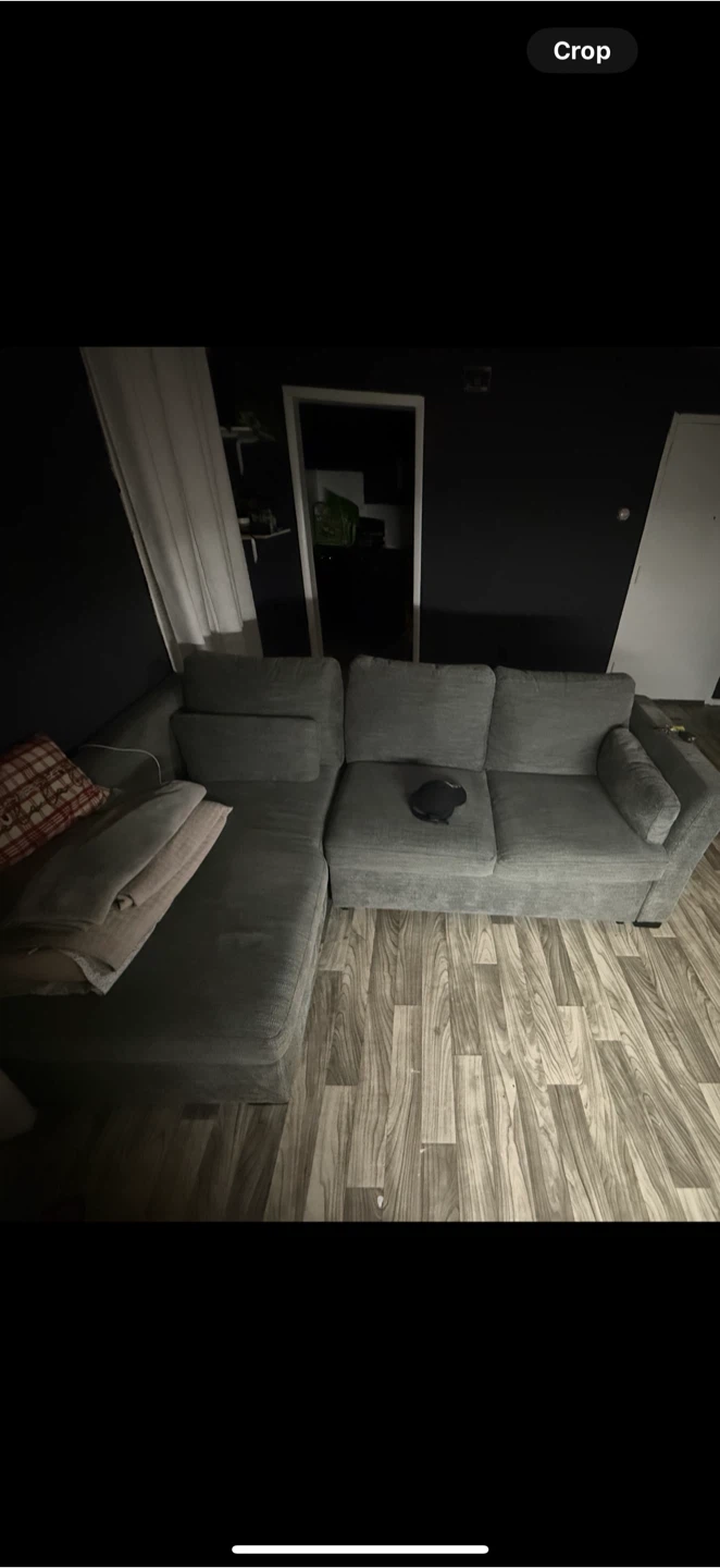 Gray sectional sofa with storage