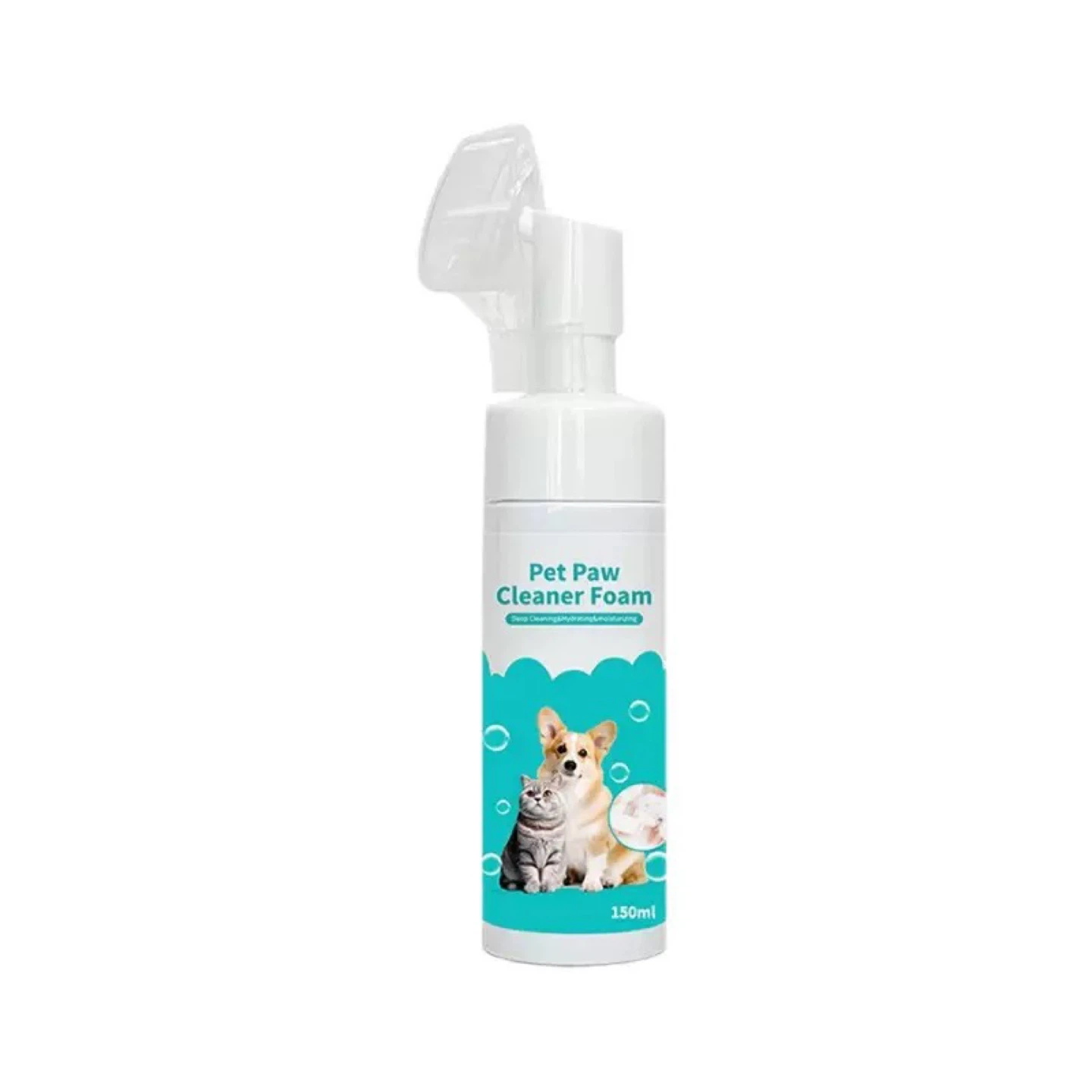 No-Rinse Pet Paw Cleaner Foam with Silicone Brush - 150ml