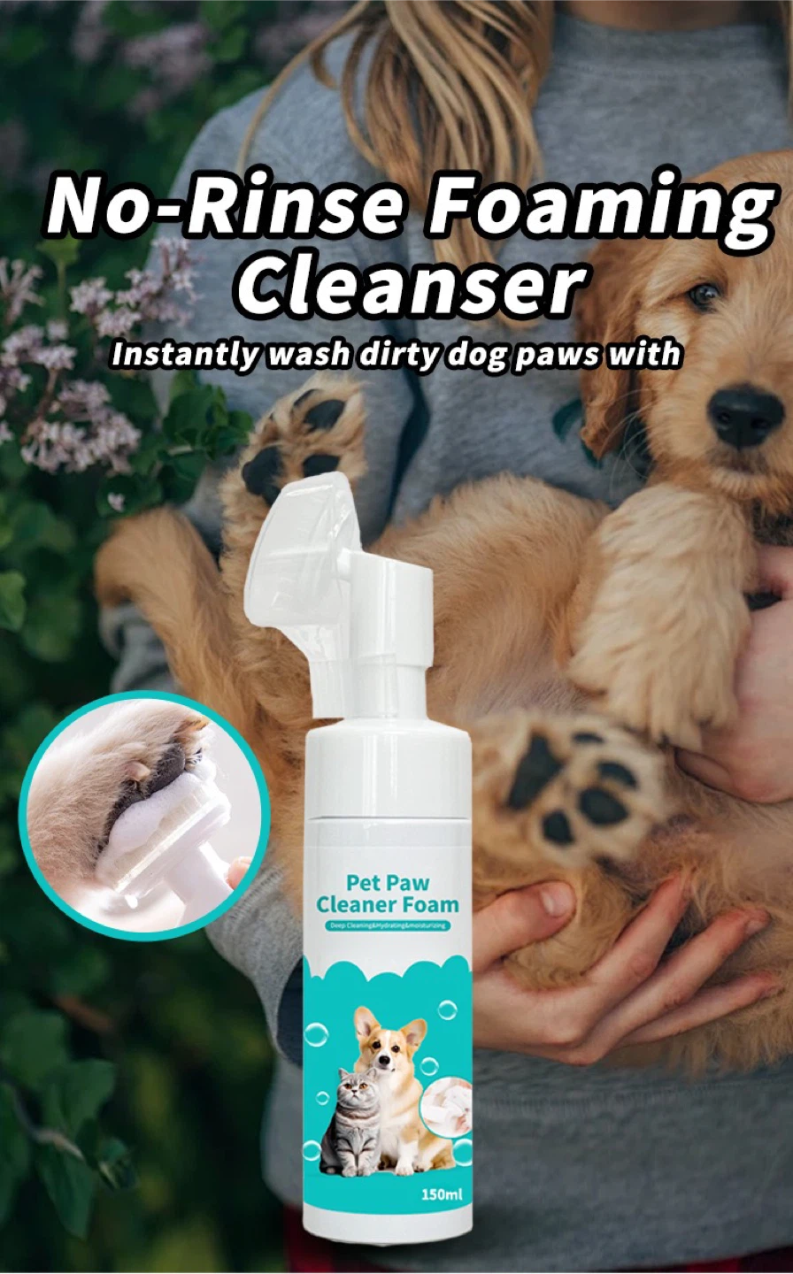 No-Rinse Pet Paw Cleaner Foam with Silicone Brush - 150ml - photo 4