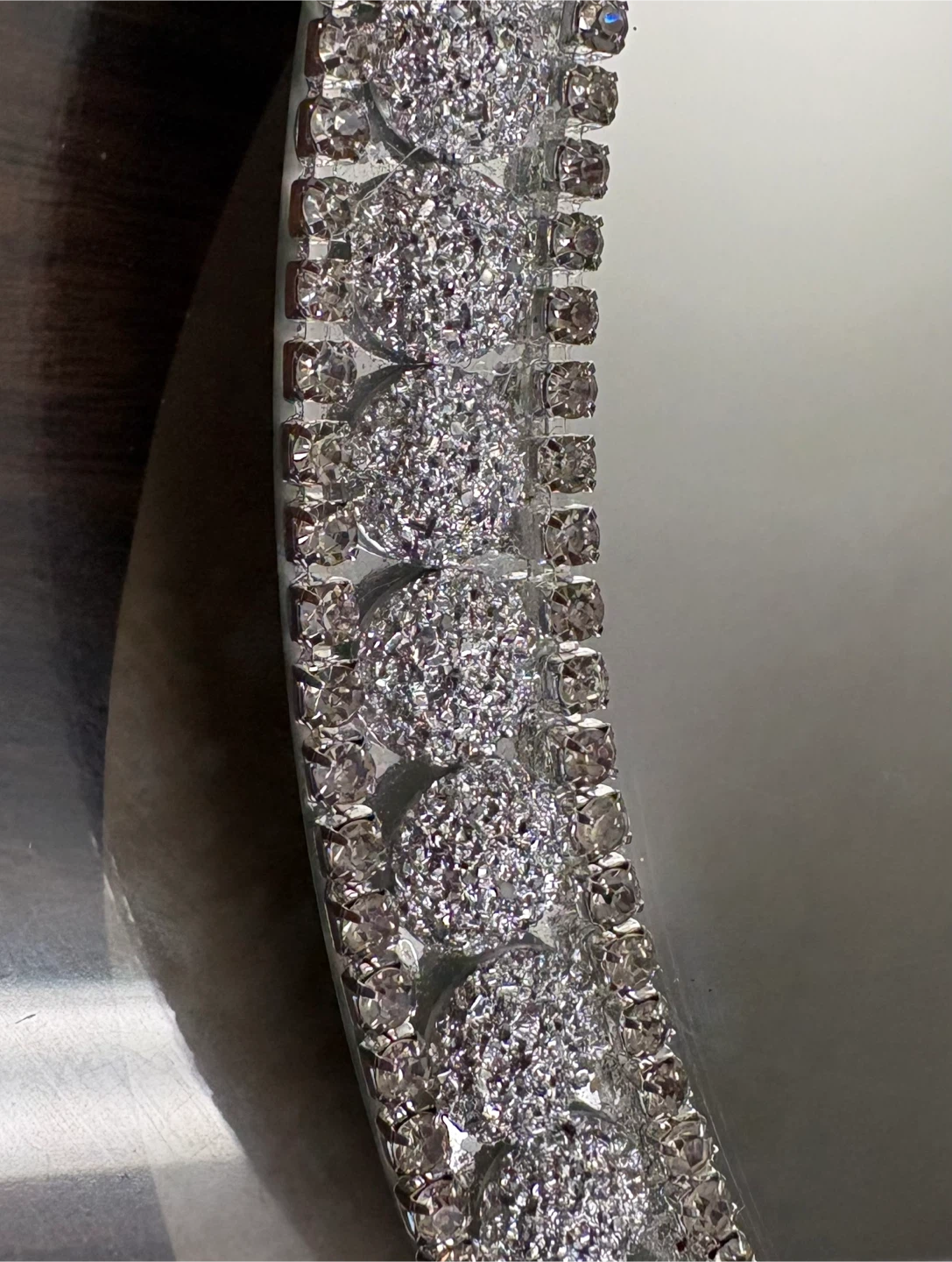 Round Mirror Tray with crushed diamond & silver rhinestone - photo 2