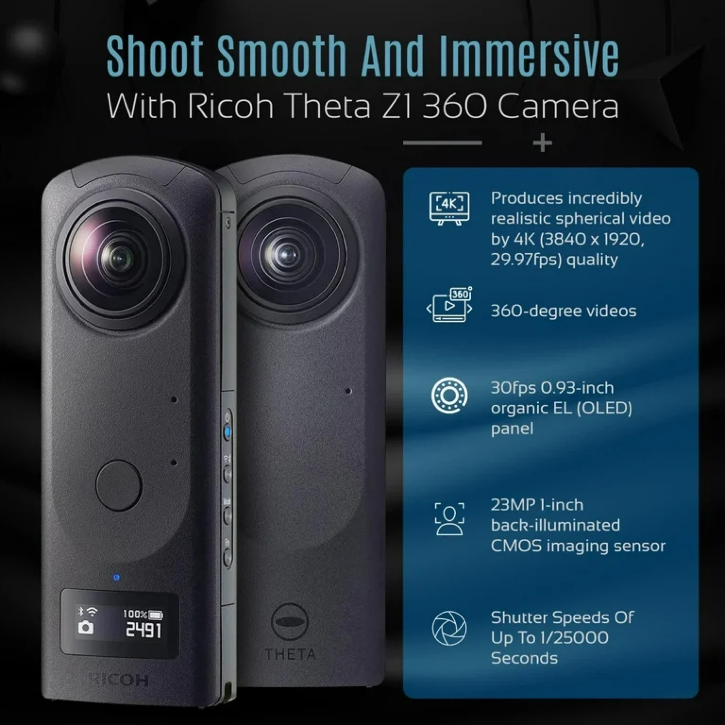 Ricoh Theta Z1 (51GB) + K&F MAX Invisible Stick