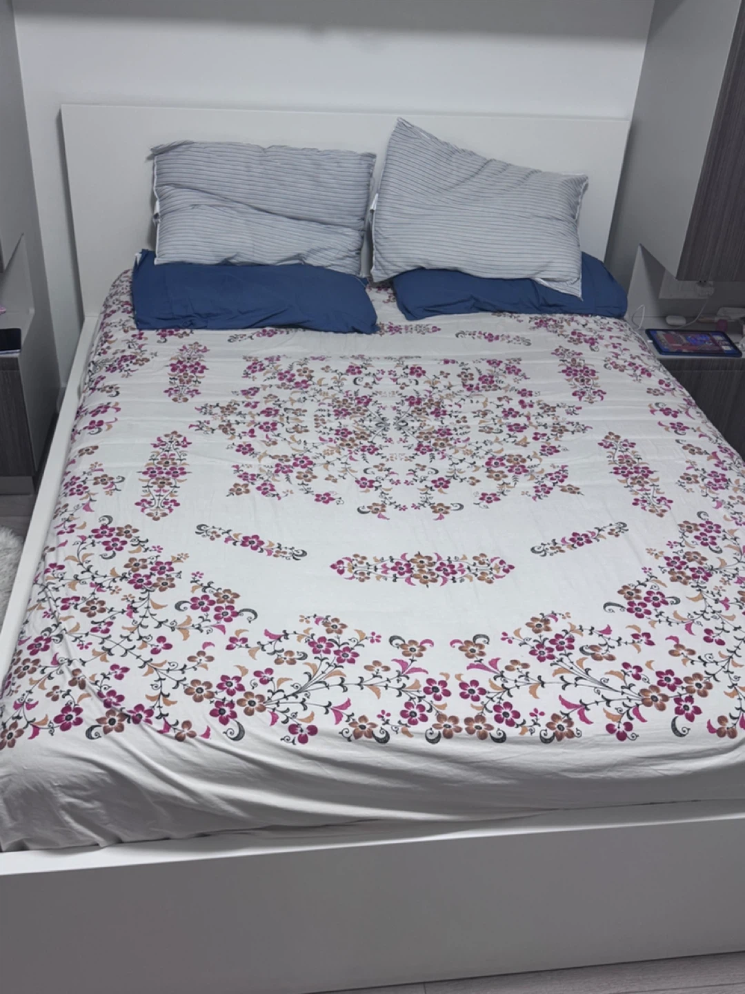 White Queen Size Storage Bed Frame