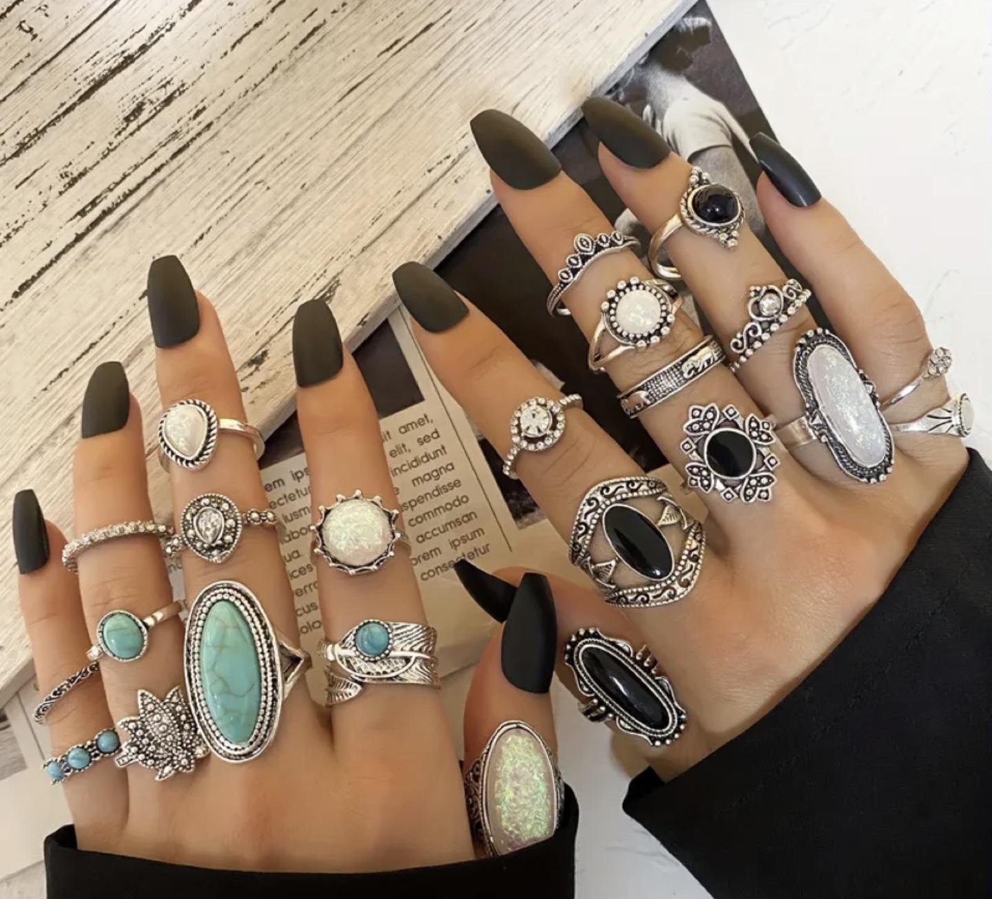 Brand New-price of Each-Assorted Bohemian Silver-Tone Rings