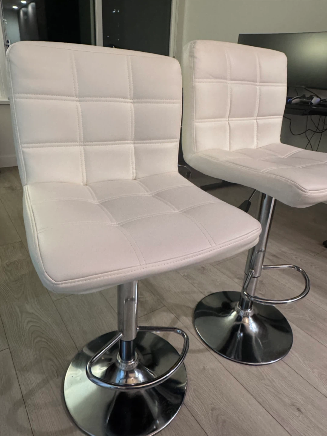 2 White Adjustable Bar Stools - photo 2