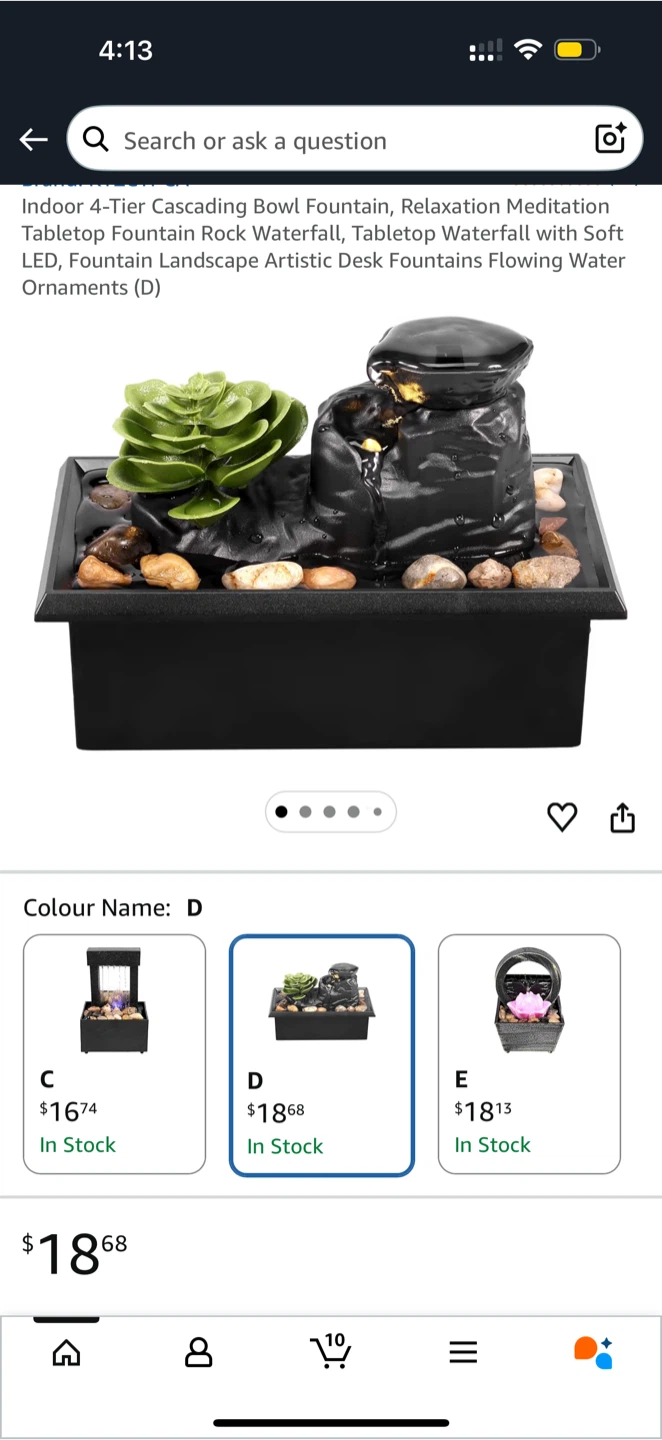 Tabletop Waterfall with LED Light & Faux Succulent - photo 4