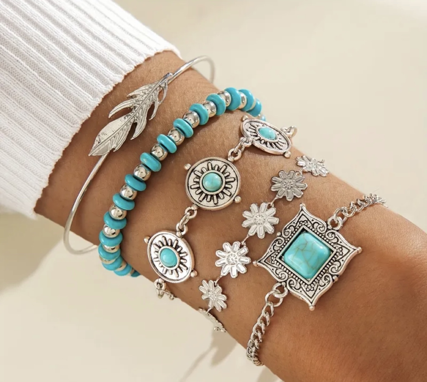 Brand New-Boho Turquoise Stone Bracelet Set (price of Each) - photo 2